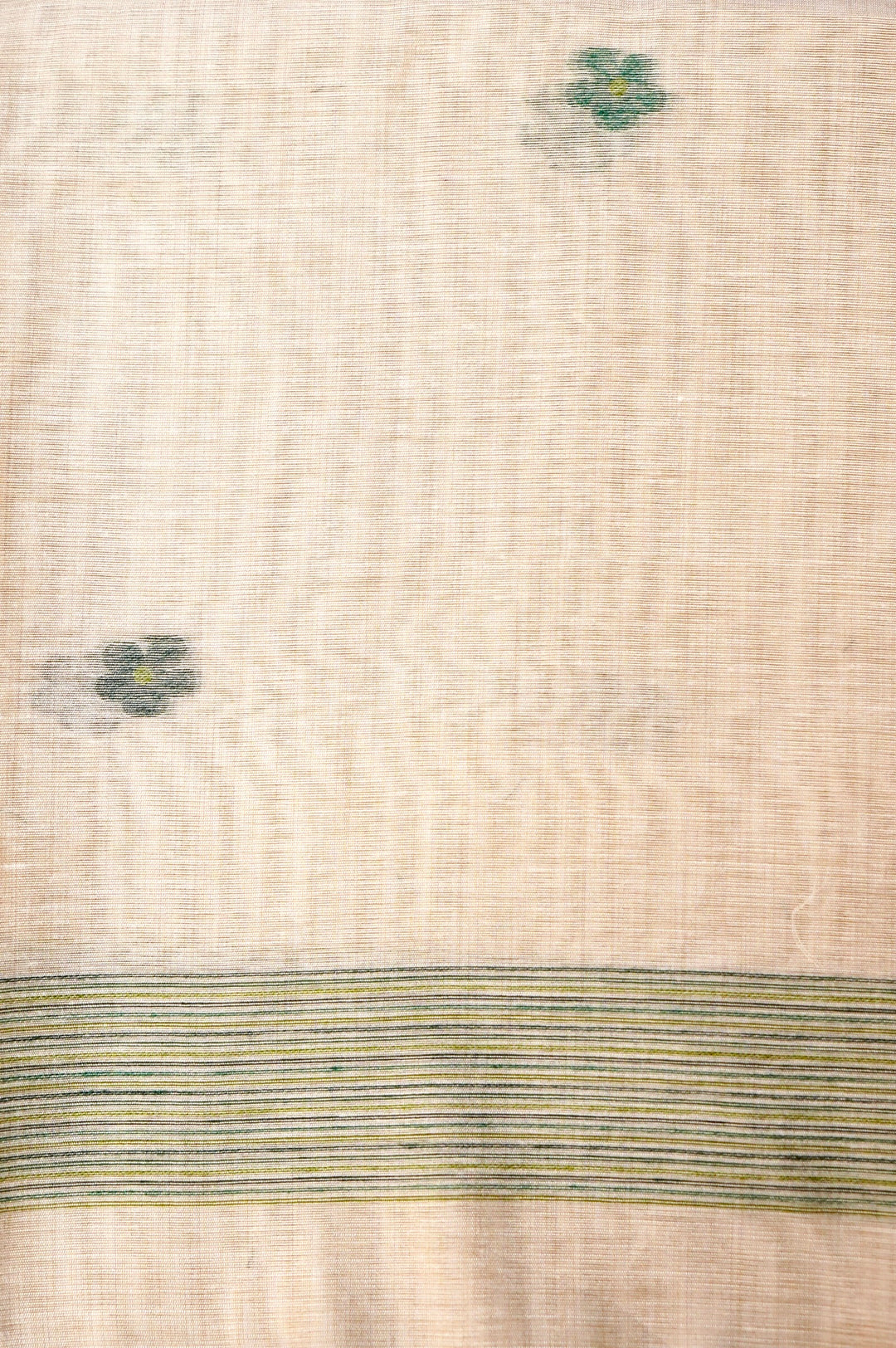 Off White Floral Woven Unstitched Suit Set with Bird Motif Dupatta in Soothing Green Tones
