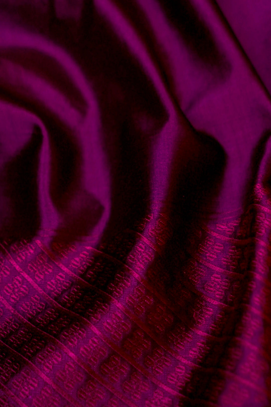Elegant Purple Katan Silk Cord Set with Intricate Thread Woven Neck Design View 5