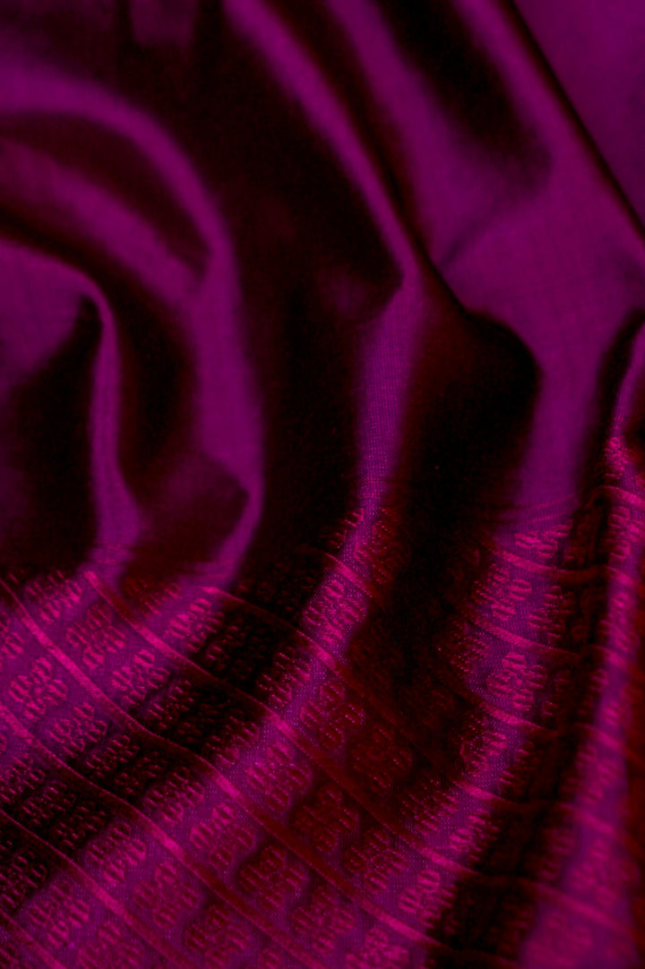 Elegant Purple Katan Silk Cord Set with Intricate Thread Woven Neck Design View 5