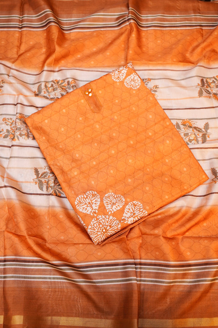 Banarasi Chanderi Tussar Silk Suit Perfect for Haldi Ceremony