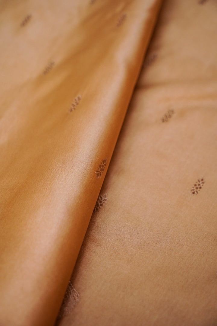 Elegant Beige Mashru Silk Saree Zari Bootidar Weave with Animal Motif Border