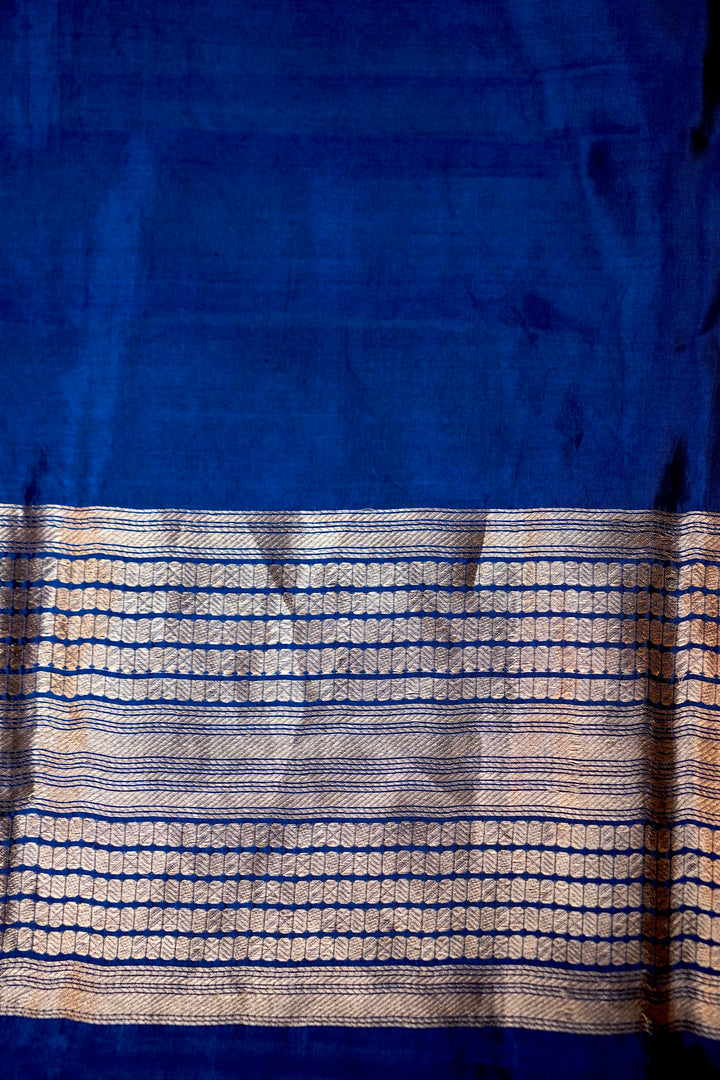 Pure Katan Silk Co-Ord Set Fabric – Peacock Regal Jaal Weave | Royal Dark Blue