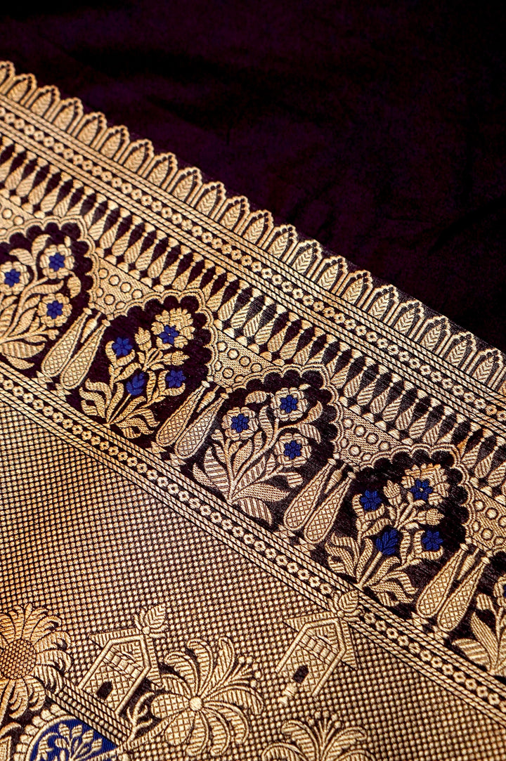 Dark Purple Modal Silk Co-Ord Set with Gold Zari Weaving