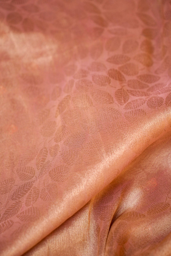Designer Powder Pink Tissue Silk Multicolour Meenakari Embroidery Saree View 5
