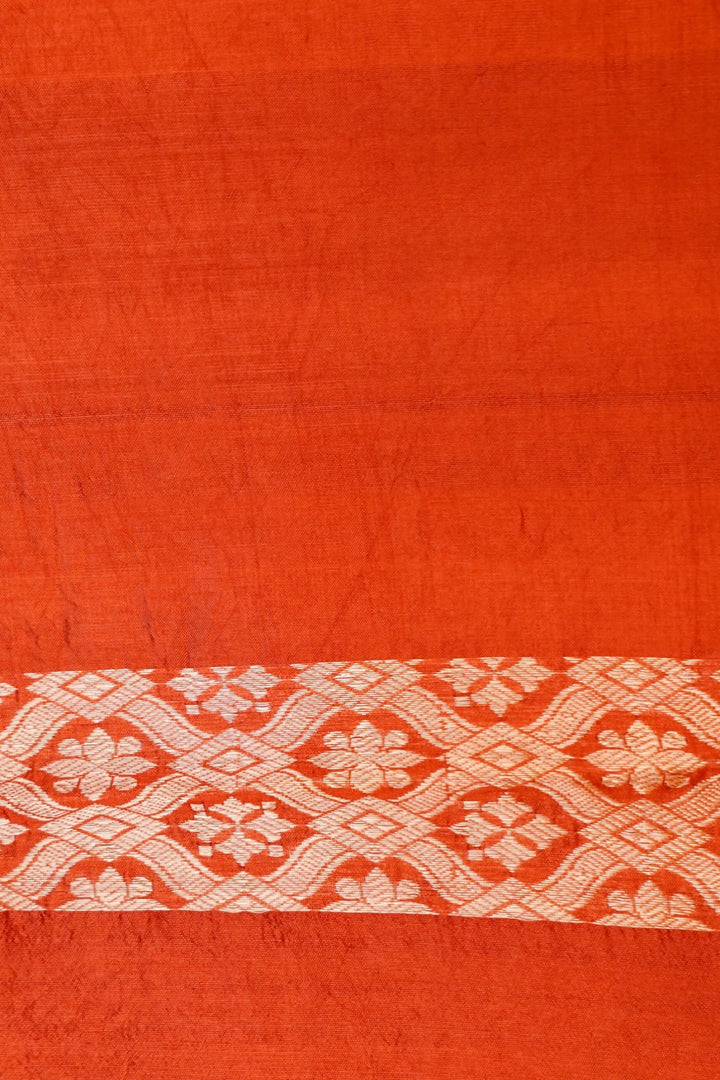 Rust Orange Pure Katan Silk Saree with Gola Boota Designing