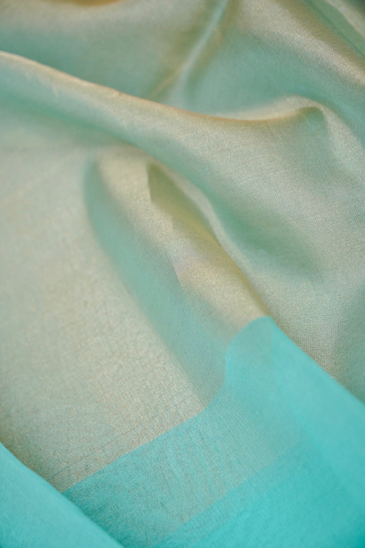 Aqua Serenity Pure Handloom Tissue Silk Saree View 5