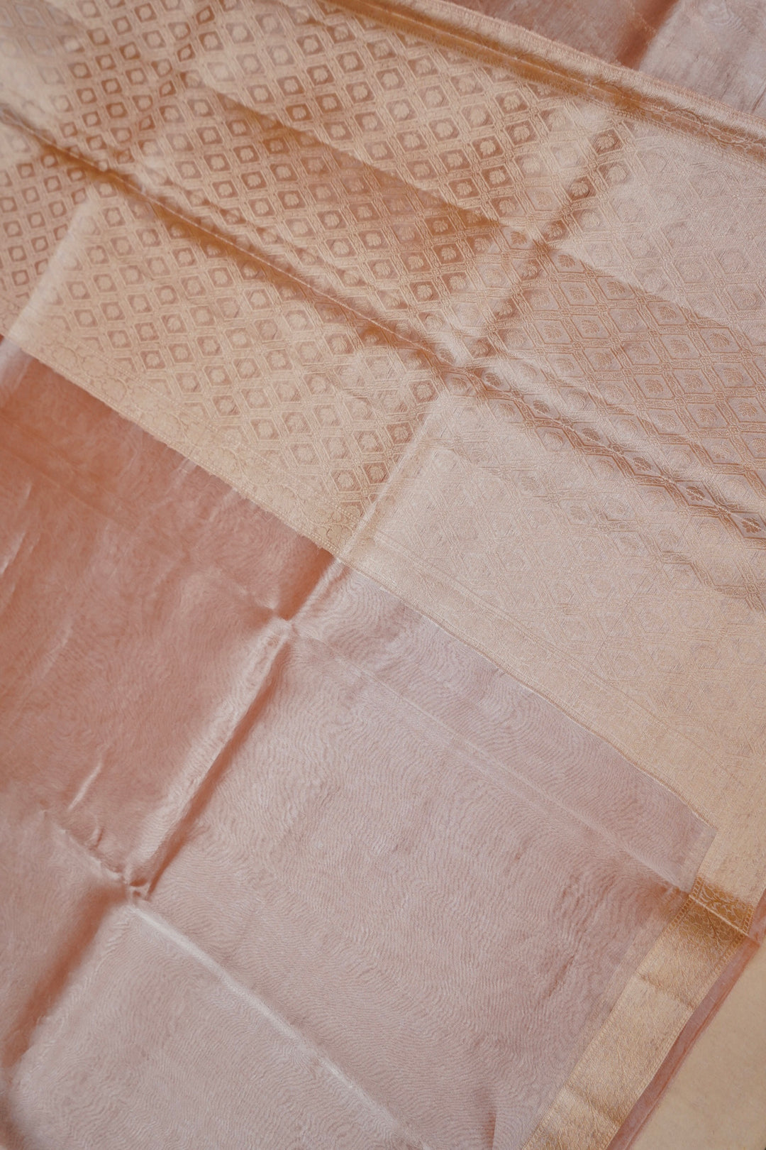Rose Gold Radiance Pure Tissue Silk Banarasi Saree View 2