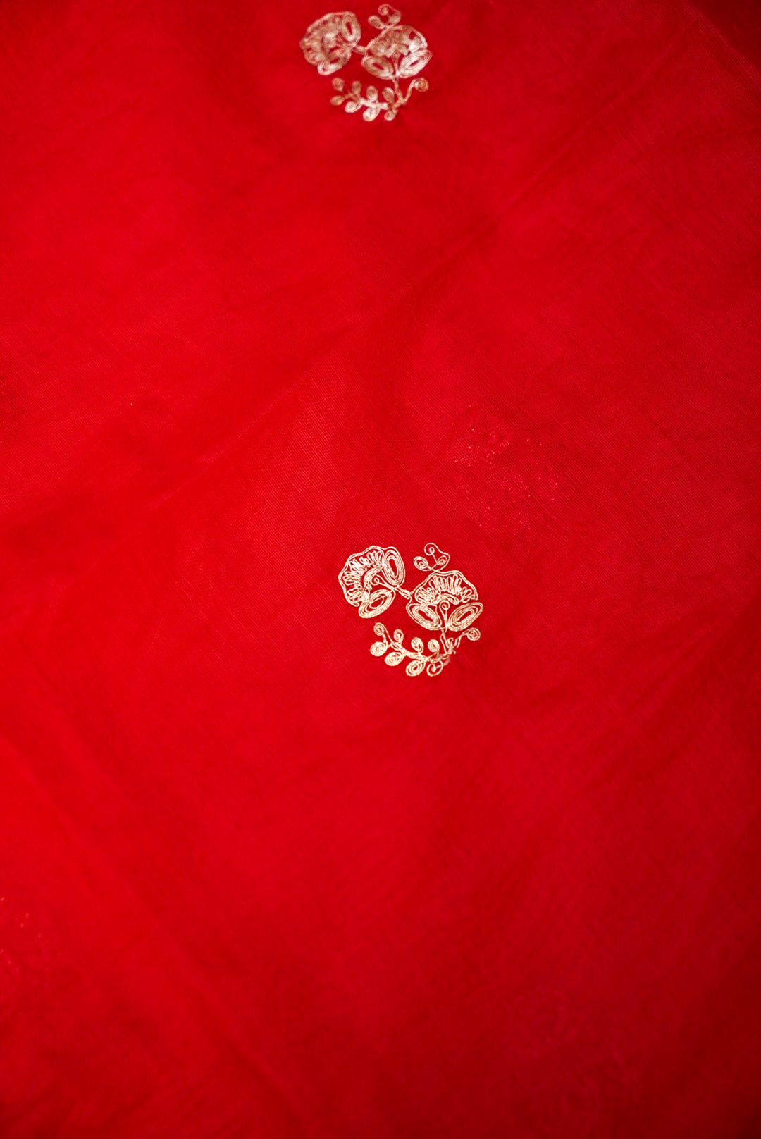 Red Pure Mul Silk Suit with Embroidered Kurta and Pitta Zari Dupatta
