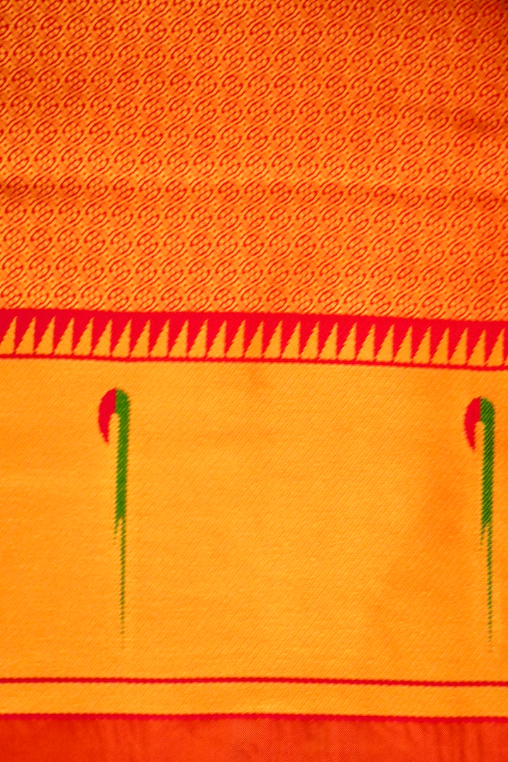 Golden Banarasi Paithani Tissue Silk Saree with Contrast