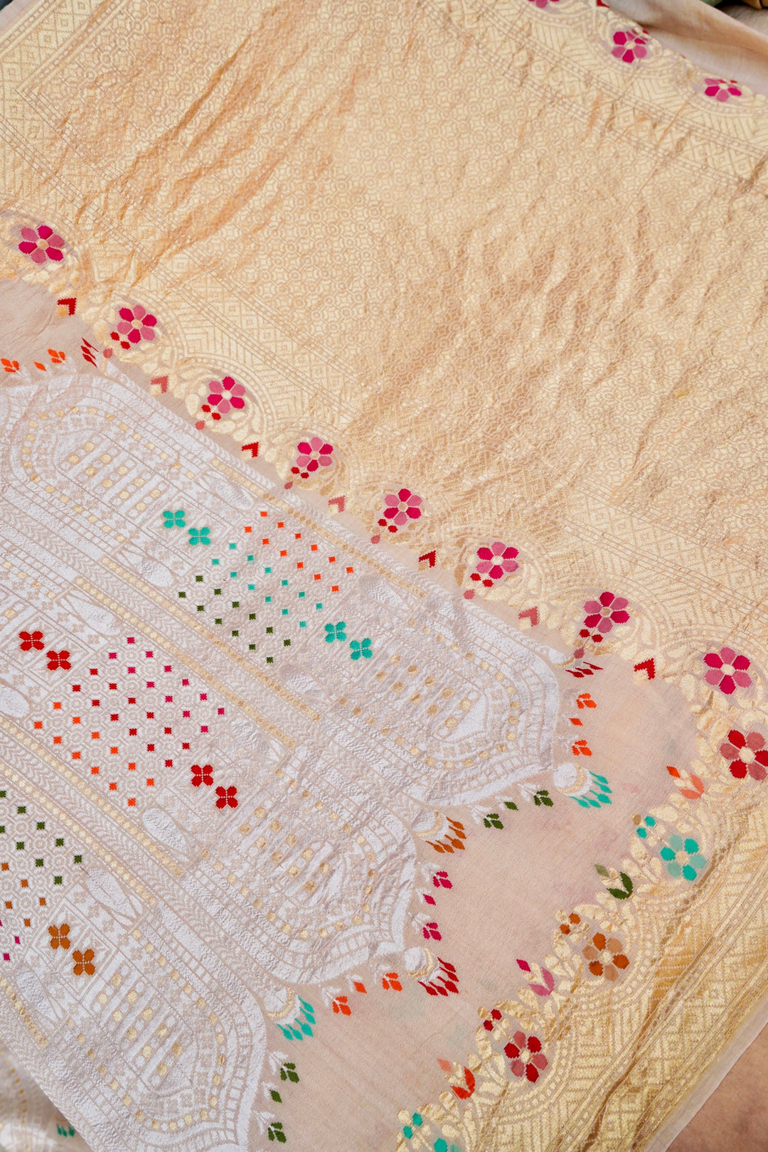 Handwoven Banarasi Pure Tussar Georgette Saree a Unique Artistic Design