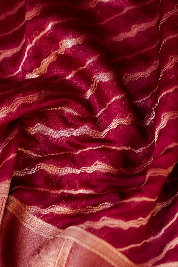 Wine Regal Grace – Pure Katan Silk Handloom Contemporary Banarasi Madhubala Saree