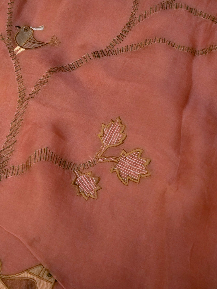 Handloom Mauve Pure Kora Suit with Tissue Appliqué Work View 7