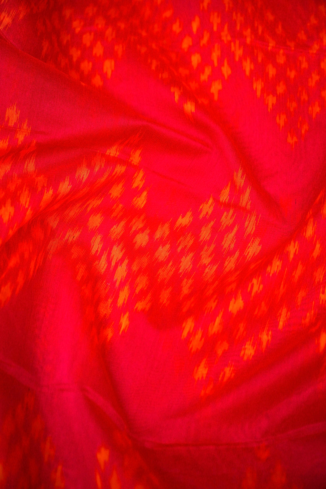 Banarasi Red Patola Cotton Silk Saree with Printed Zig Zag Design