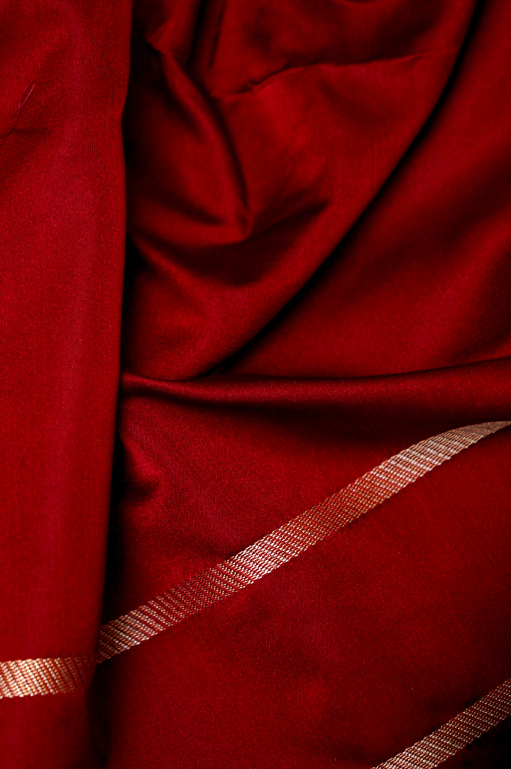 Red Satin Silk Raw Mango Inspired Cord Set with Sona Rupa Zari Weave View 6