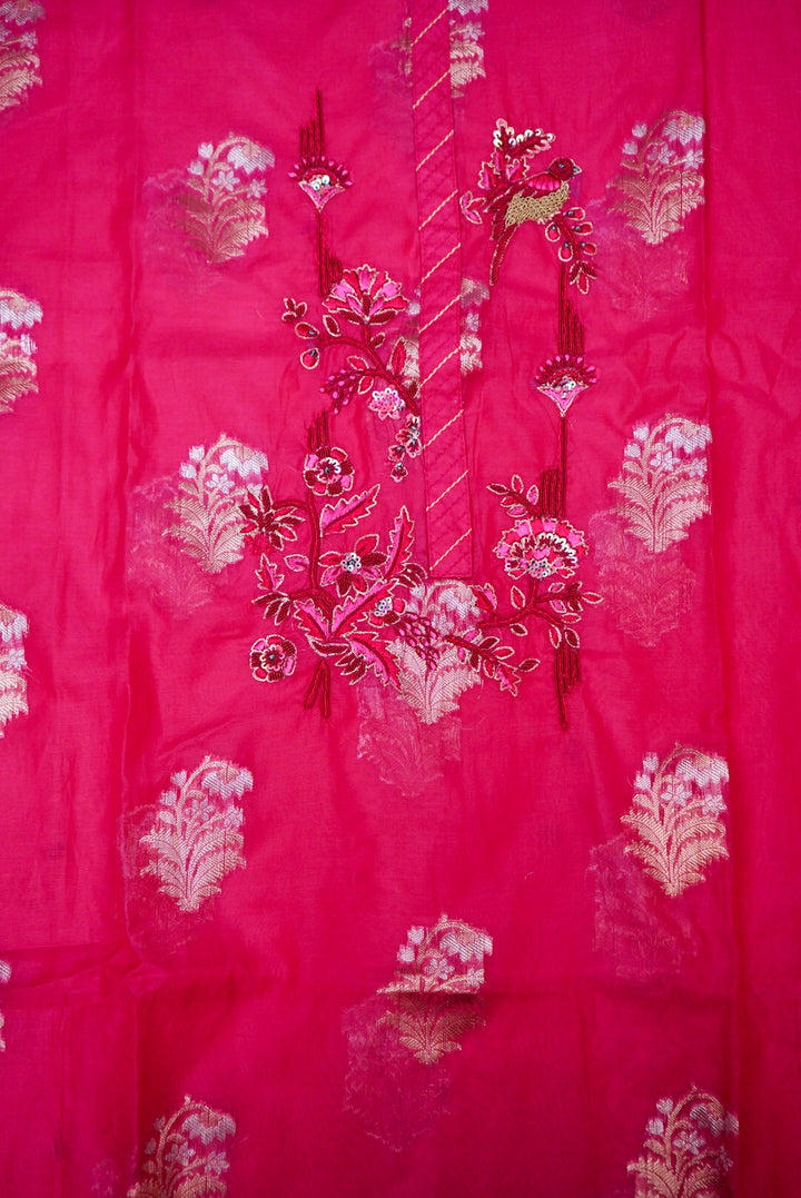 Pink Pure Mul Silk Suit with Zardozi Embroidery and Pitta Zari Dupatta