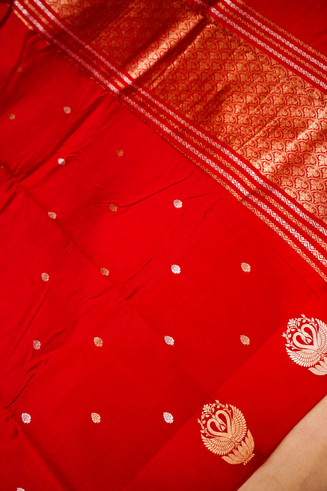 Raw Mango Bridal Splendor – Handwoven Banarasi Pure Katan Silk Saree with Birds Motif Border