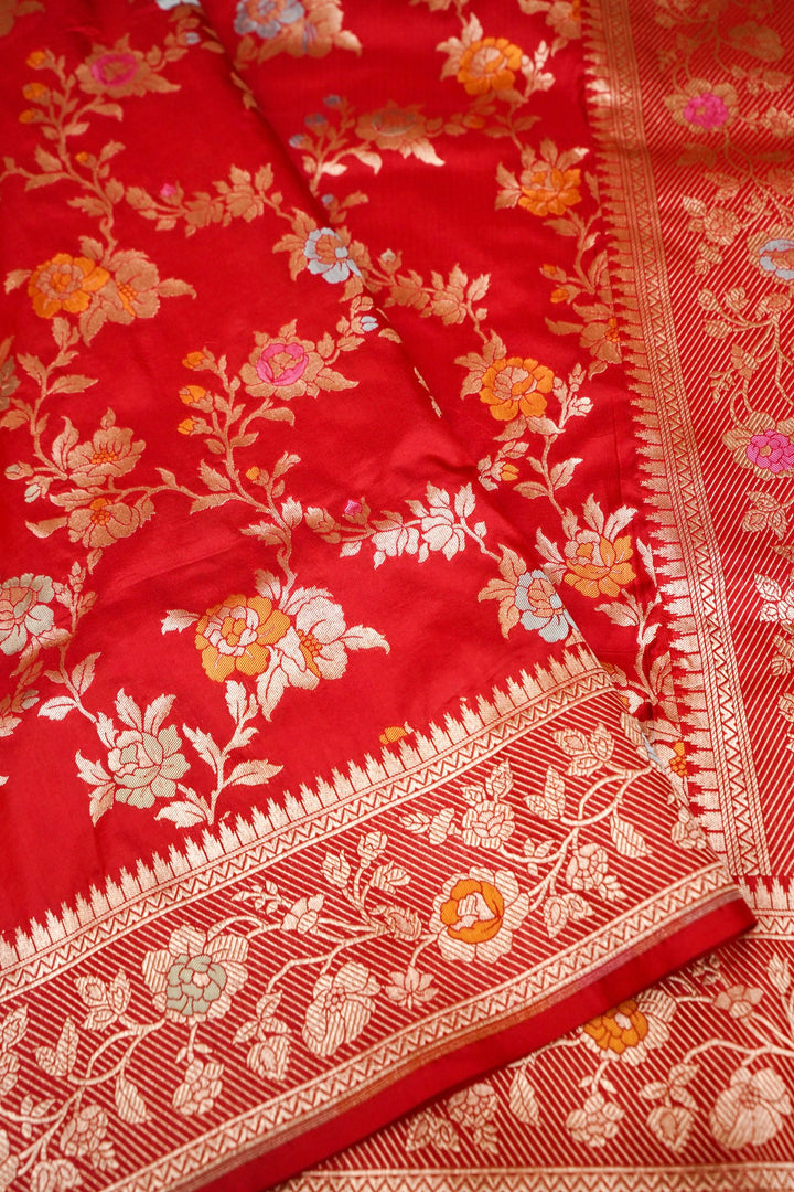 Handloom Pure Katan Silk Meenakari Jangla Saree