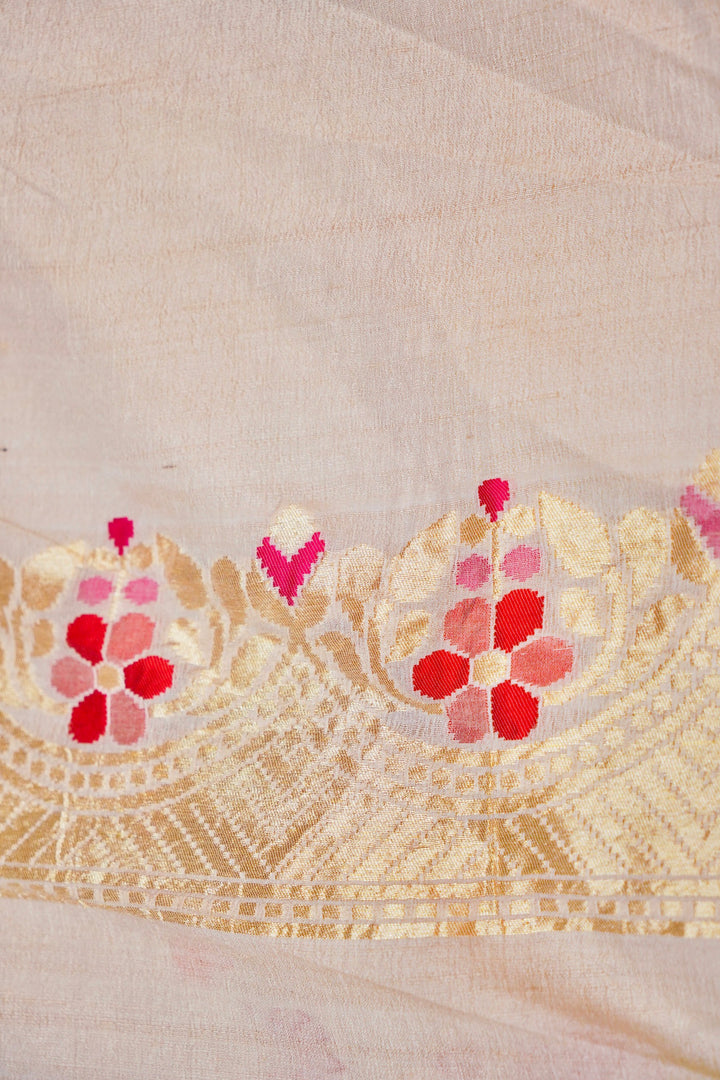 Handwoven Banarasi Pure Tussar Georgette Saree a Unique Artistic Design
