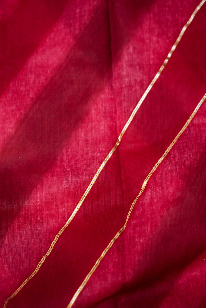 Pure Chanderi Silk Suit with Zardozi Embroidery and Gotta Lace Dupatta