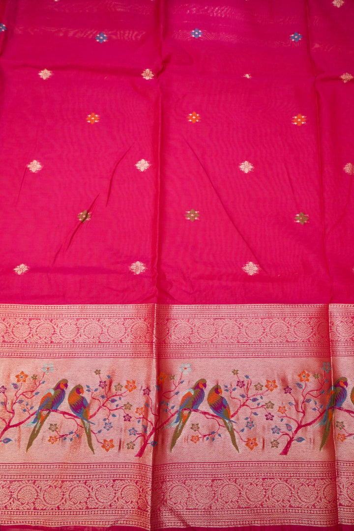 Blush Pink Meenakari Birds Cotton Silk Suit Set