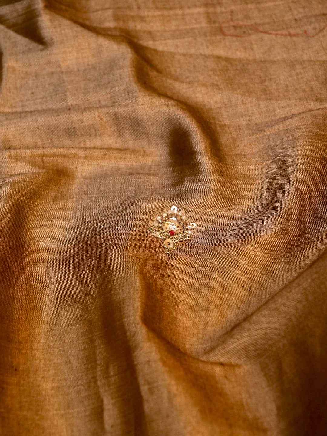 Banarasi Tissue Silk Saree with Pearl and Kundan Embroidery Work