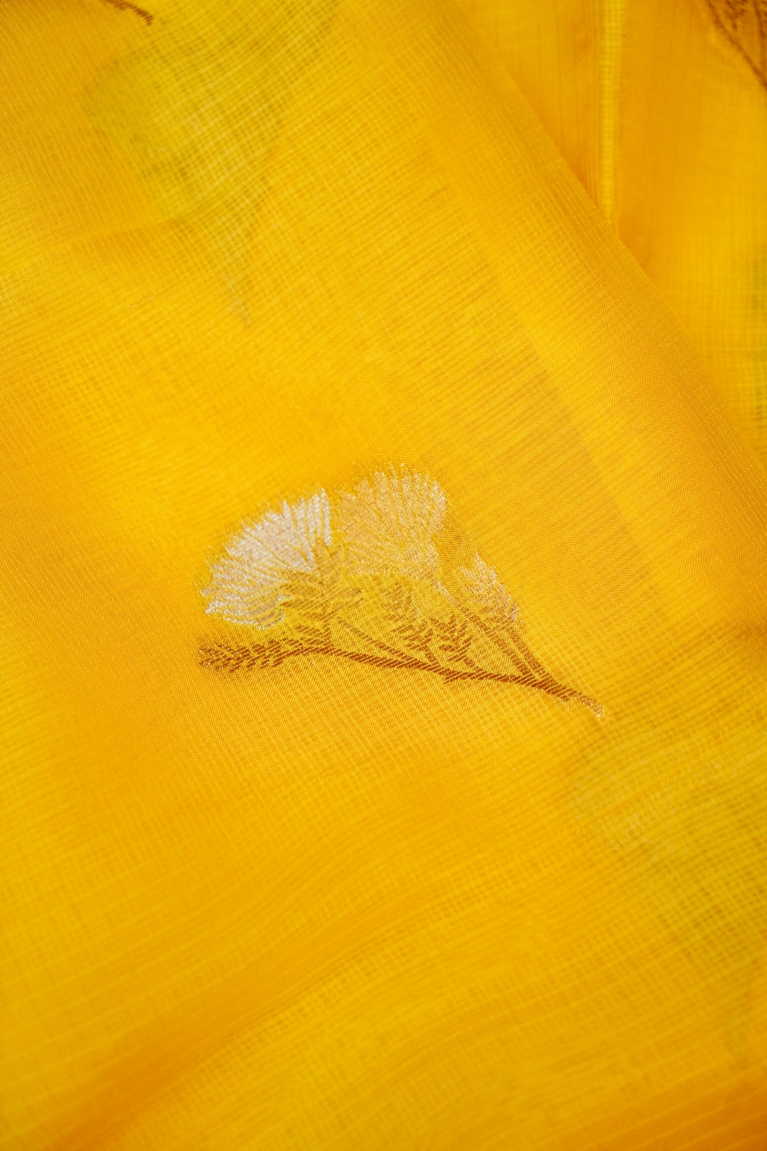 Sunlit Yellow Kota Check Saree Sona Rupa Zari Floral Motifs on Classic Checks