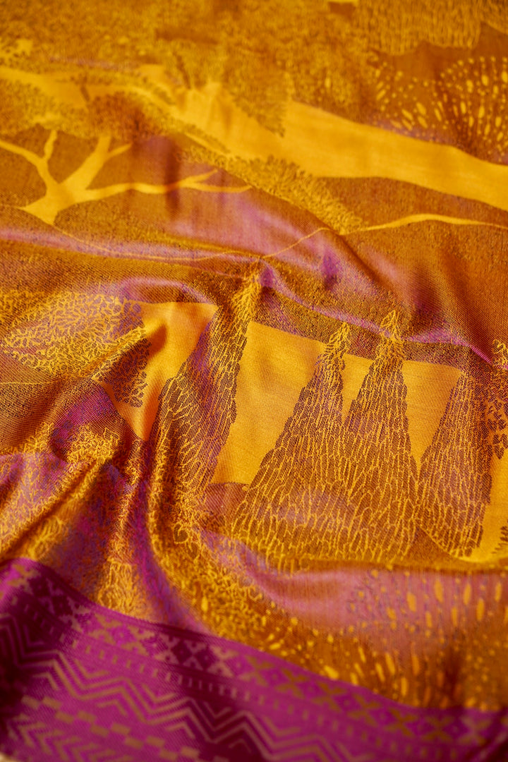 Bright Yellow Handwoven Pure Banarasi Tanchoi Silk Saree
