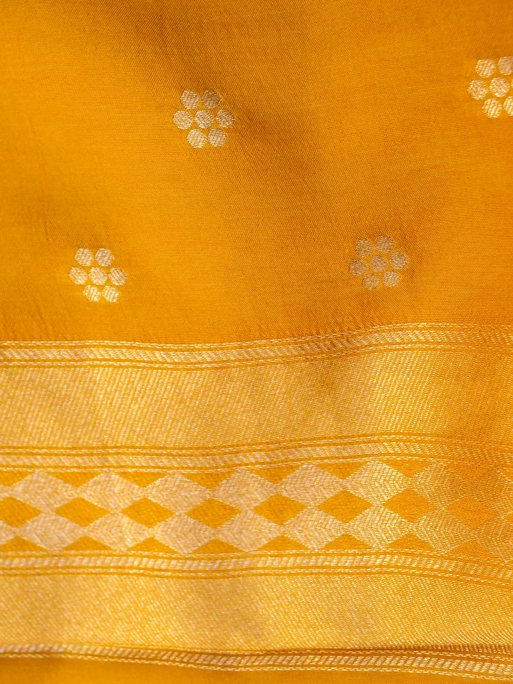 Banarasi Mustard Yellow Crepe Silk Saree for Haldi Ceremony with Zari Woven Design