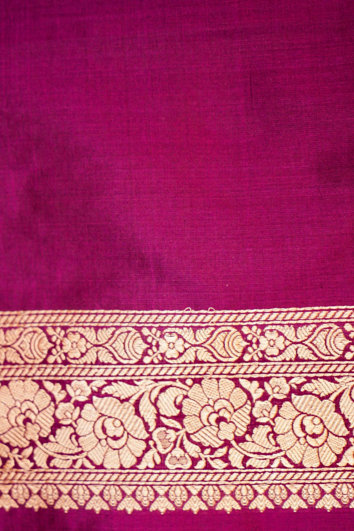 Wine Handwoven Banarasi Pure Katan Silk Upadda Jaal Saree with Jangla Zari Design