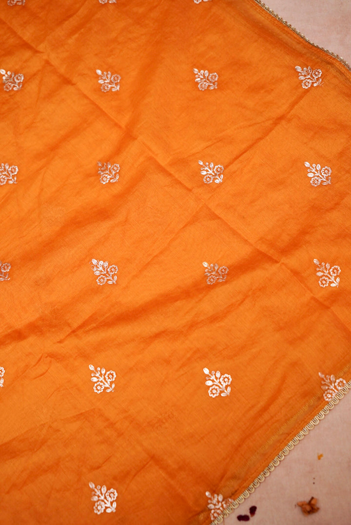 Mustard Pure Mul Silk Suit with Zardozi Embroidery and Pitta Zari Dupatta