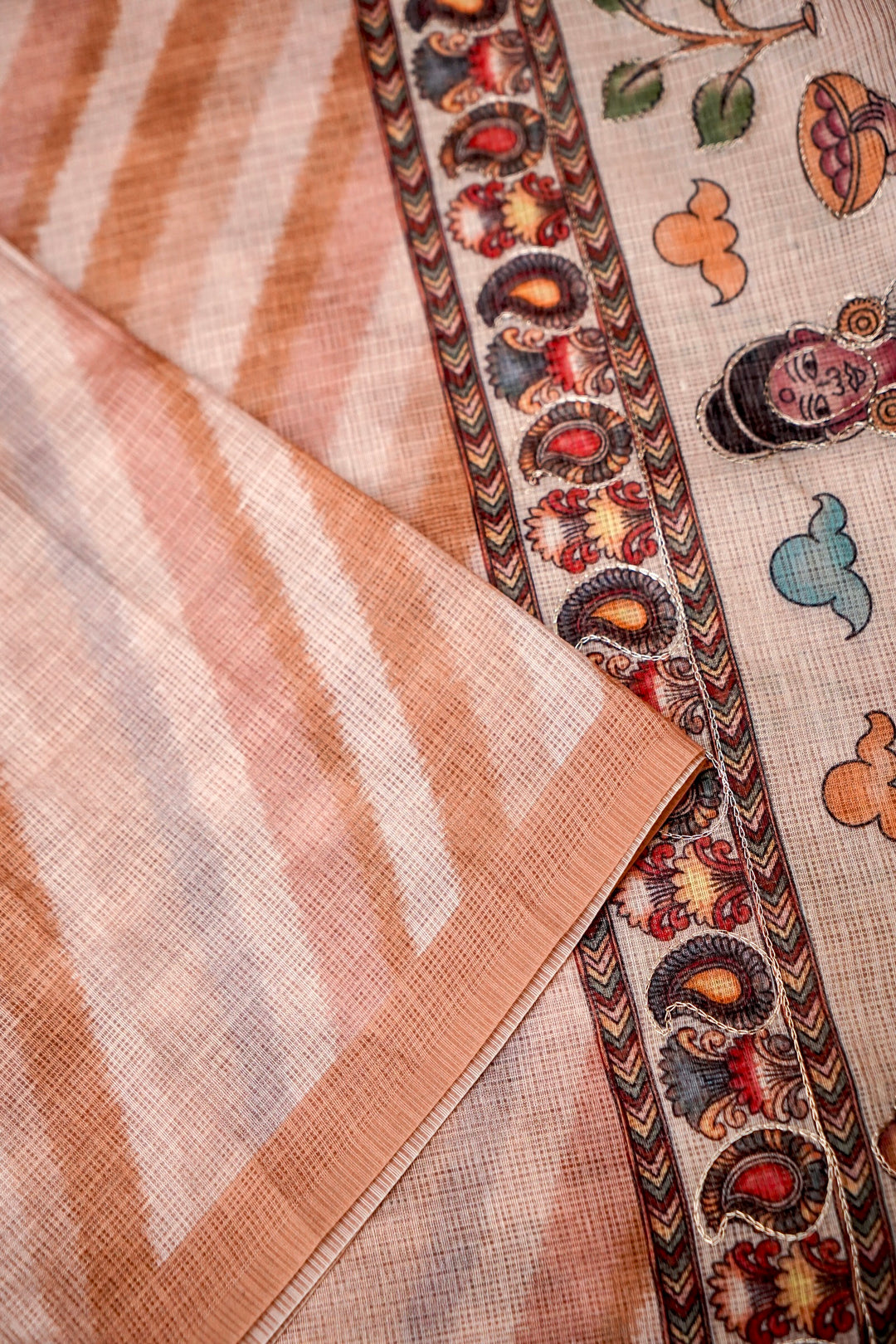 Heritage Elegance Kota Saree with Aari Tari Leheriya Weave Kalamkari Art Pallu View 5