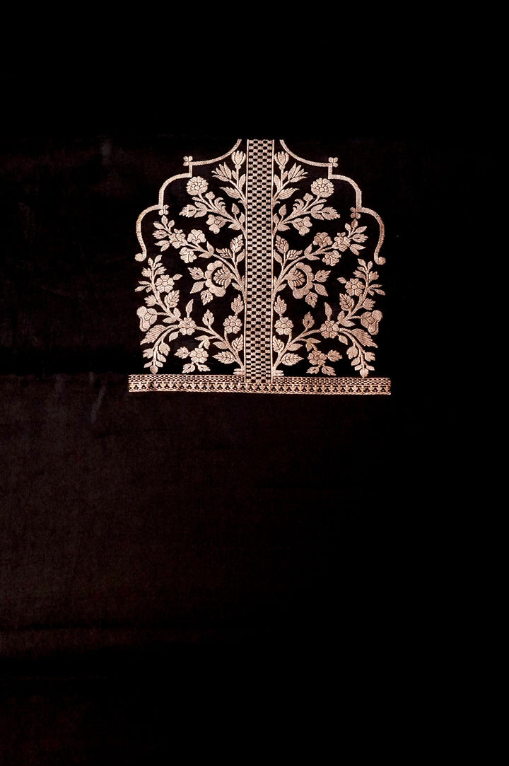 Pure Katan Silk Co-Ord Set Fabric – Regal Floral Arch Jaal | Gold Zari &amp; Thread Weaving