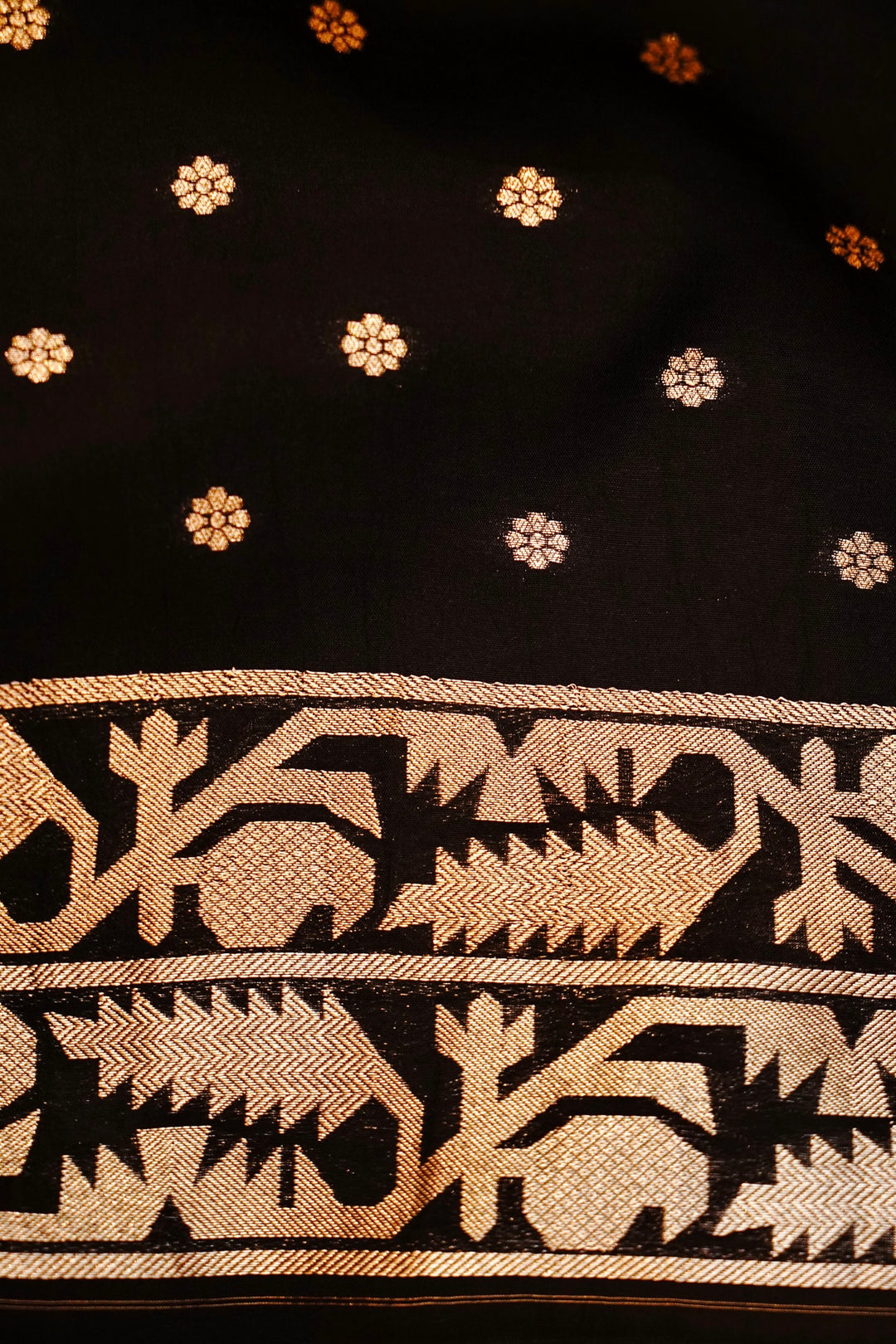 Opulent Black Nita Ambani Inspired Munga Crepe Birds Motif Cocktail Saree Collection