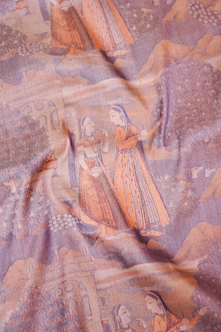 Luxury Peach Banarasi Katan Silk Saree – Handwoven with Delicate Figure Designs