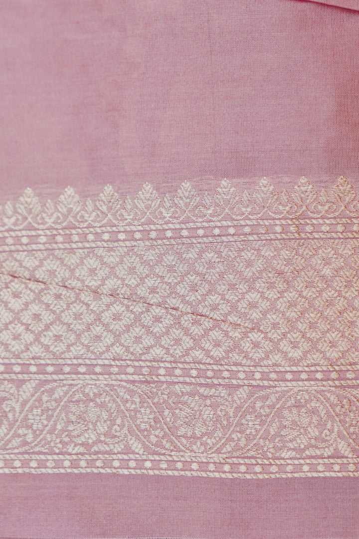 Dusty Rose Jangla Handwoven Meenakari Katan Silk Saree View 7