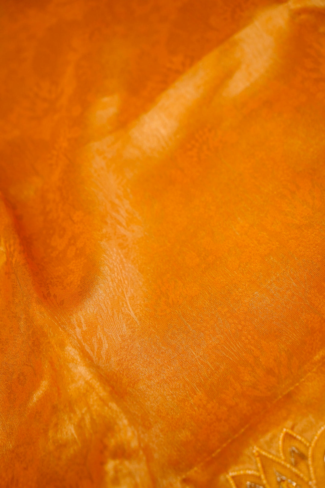 Golden Soft Silk Saree with Pearl and Cutdana Embroidery View 5