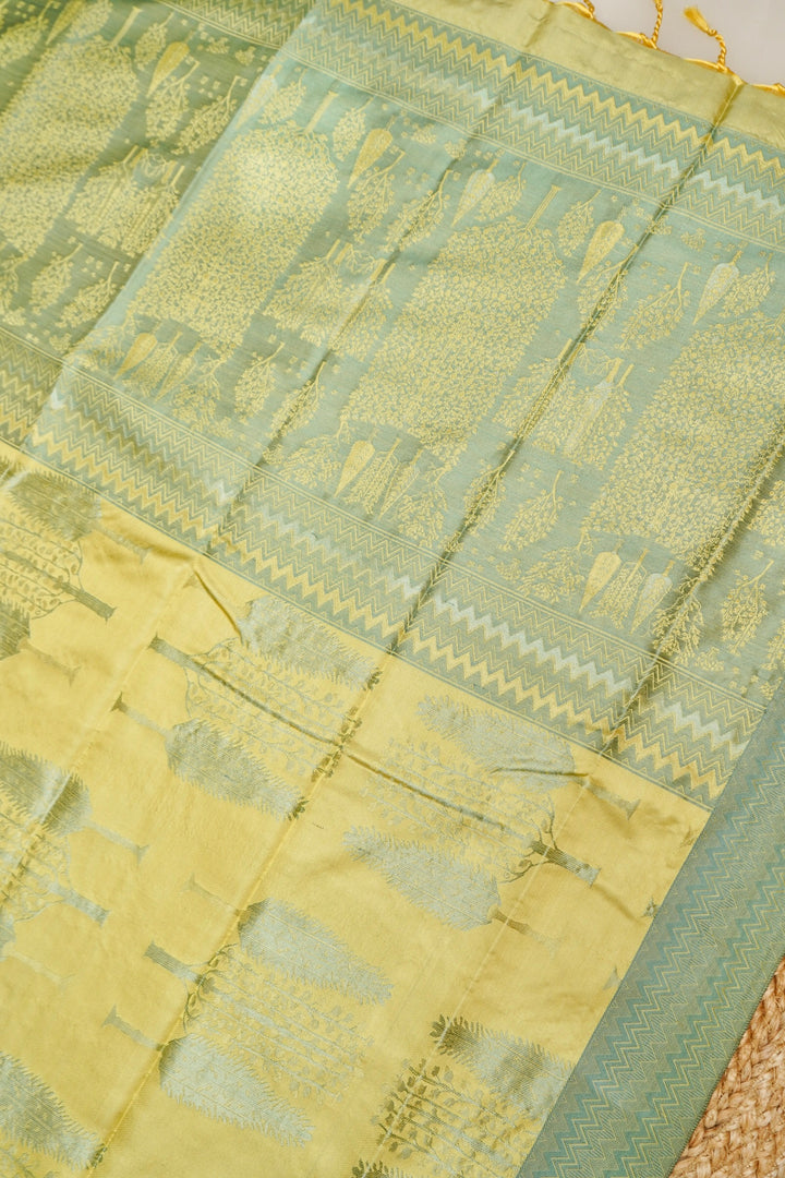 Neon Yellow Handwoven Pure Banarasi Tanchoi Silk Saree