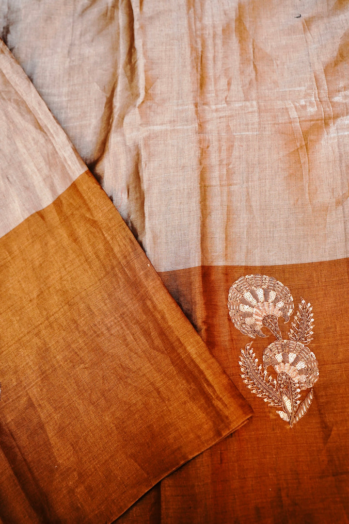 Regal Golden & Silver Pure Handloom Katan Tissue Saree with Zardozi Embroidery