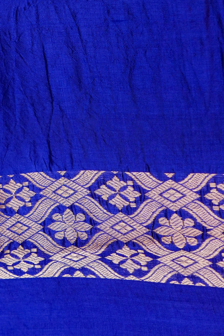 Handwoven Royal Blue Pure Katan Silk Gola Boota Saree