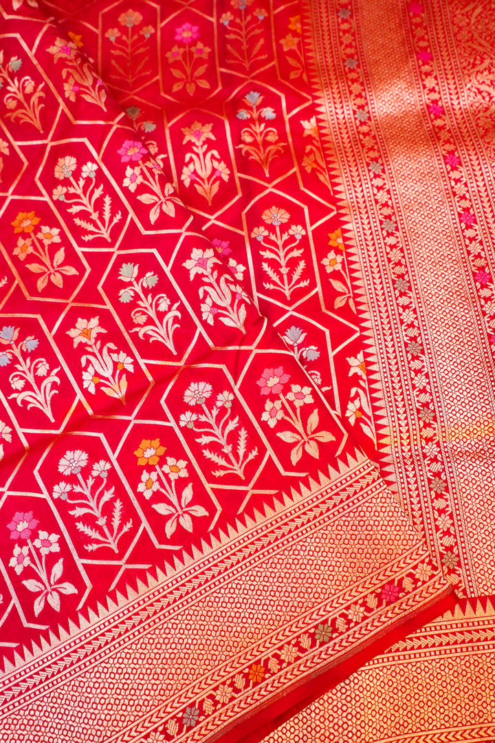 Charming Pink Pure Handloom Katan Silk Meenakari Banarasi Saree