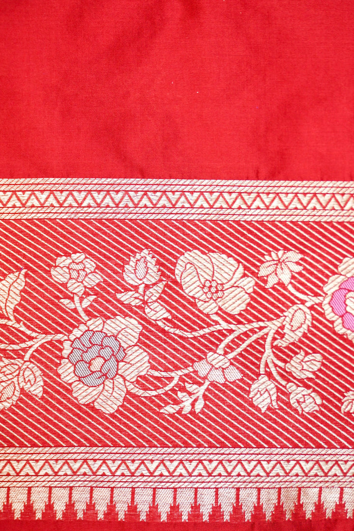 Handloom Pure Katan Silk Meenakari Jangla Saree