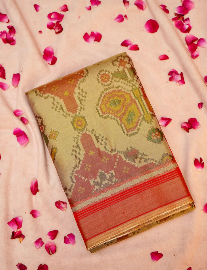 Pista Green Banarasi Silk Tissue Saree with Ikkat Patola Inspired Weave
