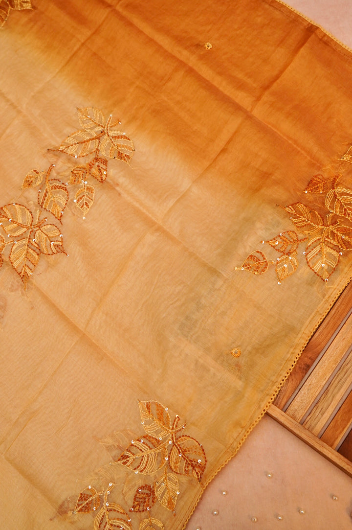 Dual Shaded Pure Mul Chanderi Unstitched Suit with Ombre Kurta