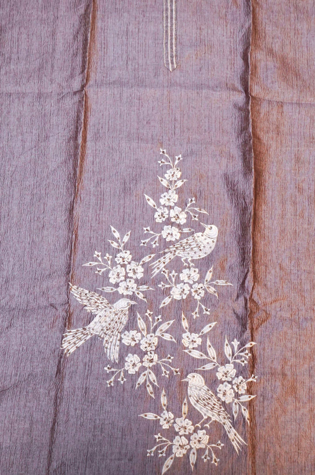 Banarasi Crush Tissue Silk Suit Set with Embroidery & Printed Work