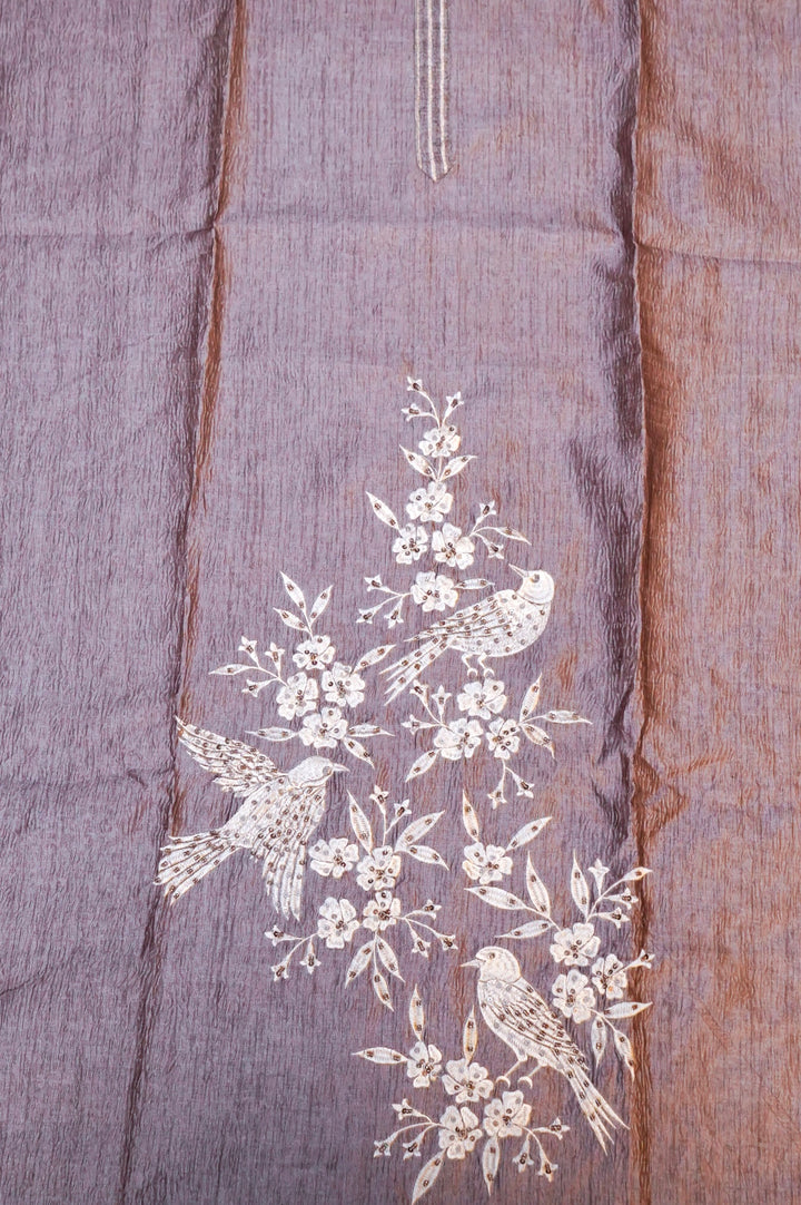 Banarasi Crush Tissue Silk Suit Set with Embroidery & Printed Work