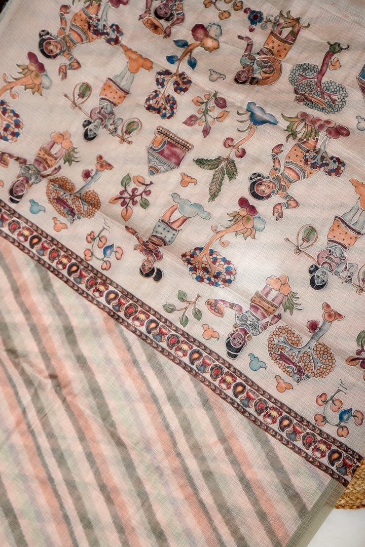 Royal Kota Saree with Aari Tari Multi Color Leheriya Design Artistic Kalamkari Pallu View 2