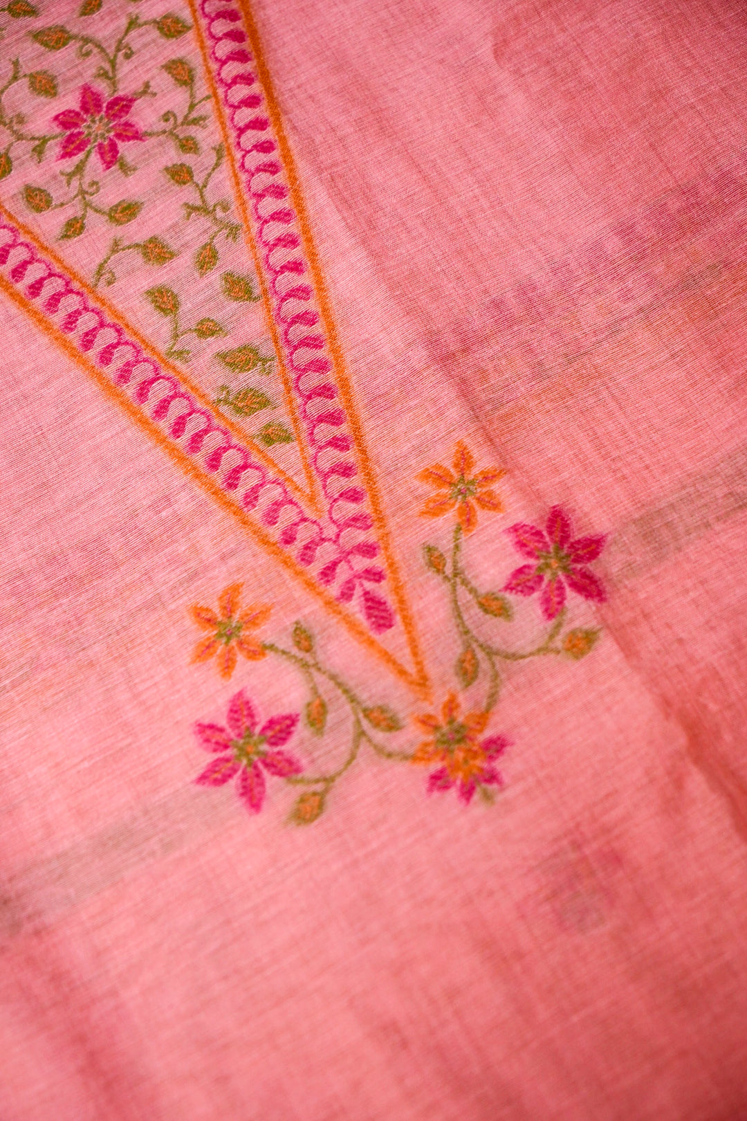 Blush Pink Floral Embroidered Unstitched Suit Set