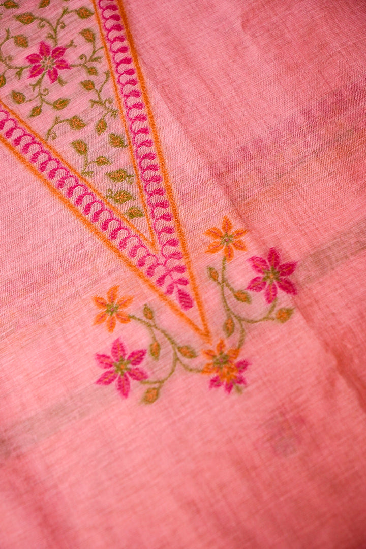 Blush Pink Floral Embroidered Unstitched Suit Set