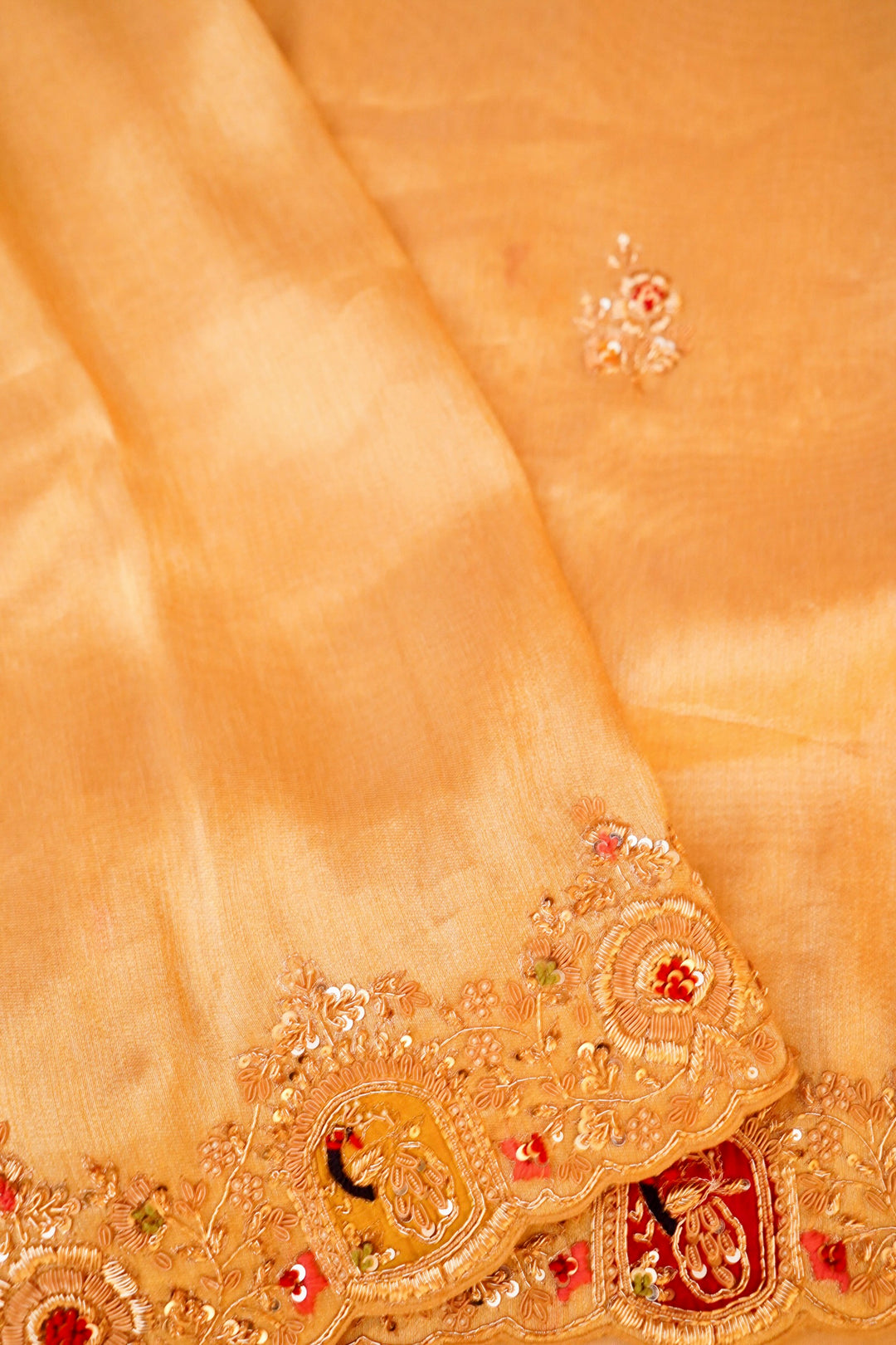 Pure Handloom Golden Tissue Saree with Zardozi Meenakari Embroidery