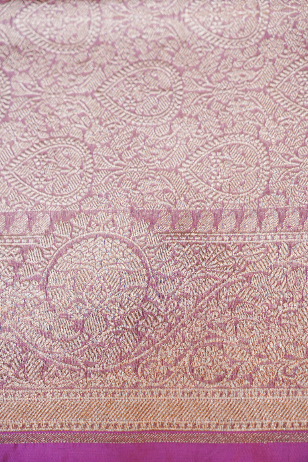 Handwoven Lavender Pure Tissue Katan Silk Meenakari Jaal Saree